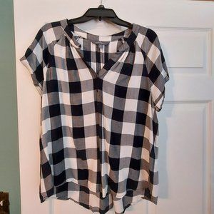 Market & Spruce Black/White Check Top XL